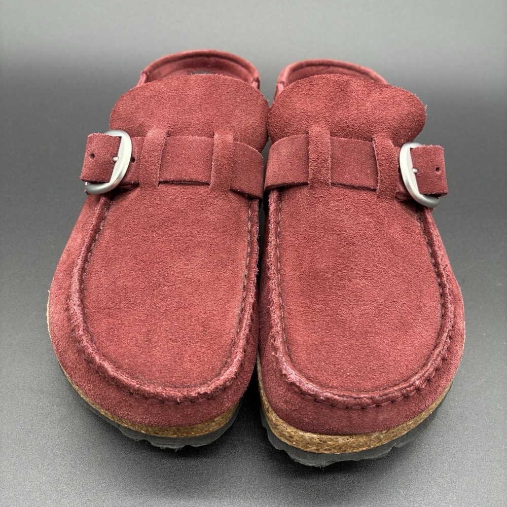 Birkenstock Buckley Shearling Suede Clog Mule Burgundy Maroon EU 37 Narrow - Picture 2 of 13